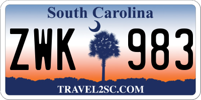 SC license plate ZWK983