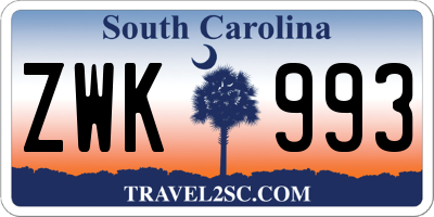 SC license plate ZWK993
