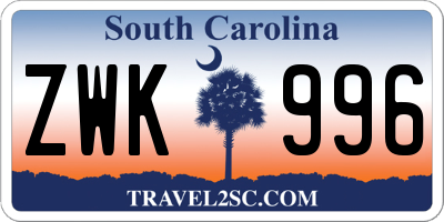 SC license plate ZWK996