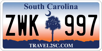 SC license plate ZWK997