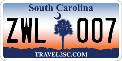 SC license plate ZWL007