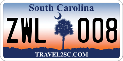 SC license plate ZWL008
