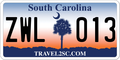 SC license plate ZWL013