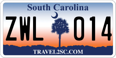 SC license plate ZWL014