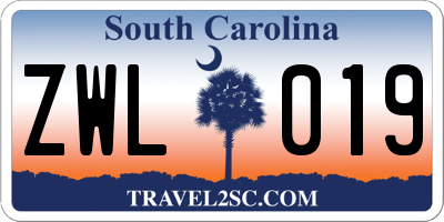 SC license plate ZWL019