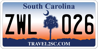 SC license plate ZWL026