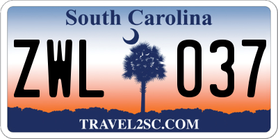 SC license plate ZWL037