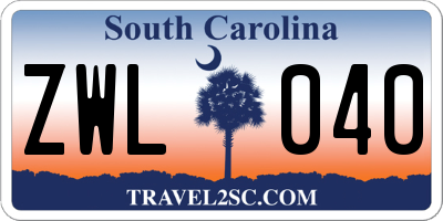 SC license plate ZWL040