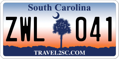 SC license plate ZWL041
