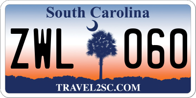SC license plate ZWL060