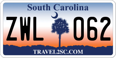 SC license plate ZWL062