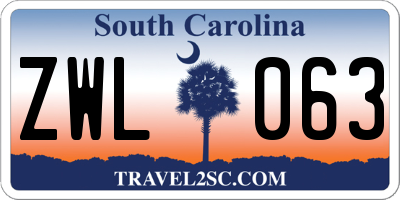 SC license plate ZWL063