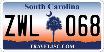 SC license plate ZWL068