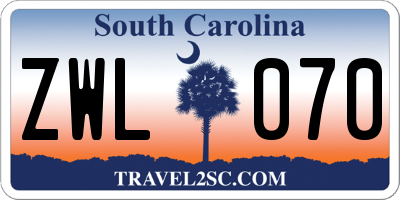 SC license plate ZWL070