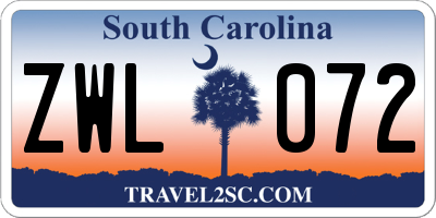 SC license plate ZWL072