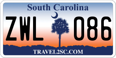 SC license plate ZWL086