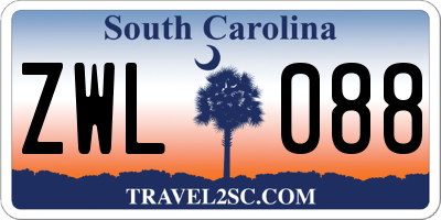 SC license plate ZWL088