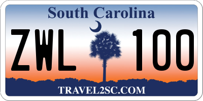 SC license plate ZWL100