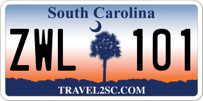 SC license plate ZWL101
