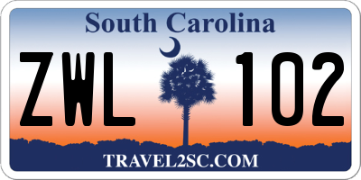 SC license plate ZWL102