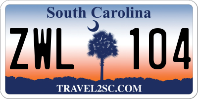 SC license plate ZWL104