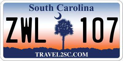 SC license plate ZWL107