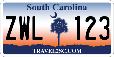 SC license plate ZWL123