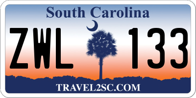 SC license plate ZWL133