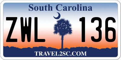 SC license plate ZWL136