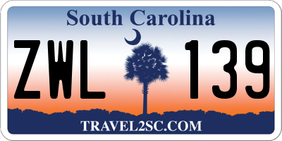 SC license plate ZWL139