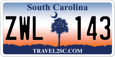 SC license plate ZWL143