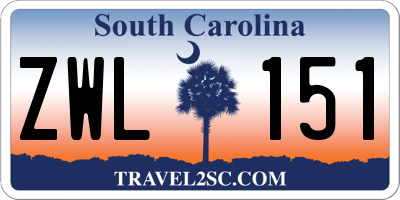 SC license plate ZWL151