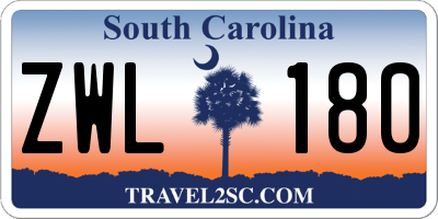 SC license plate ZWL180