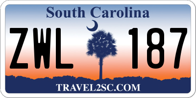 SC license plate ZWL187