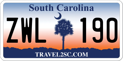 SC license plate ZWL190