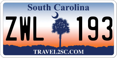 SC license plate ZWL193