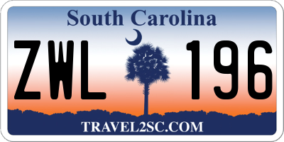 SC license plate ZWL196