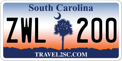 SC license plate ZWL200