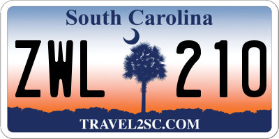 SC license plate ZWL210