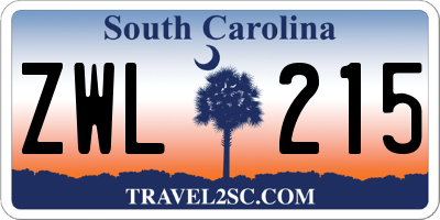 SC license plate ZWL215