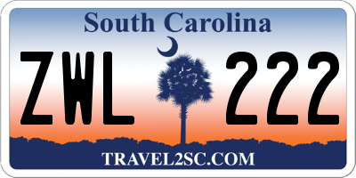 SC license plate ZWL222