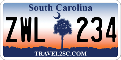 SC license plate ZWL234