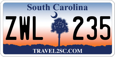 SC license plate ZWL235
