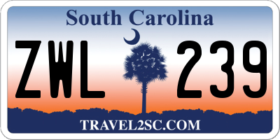 SC license plate ZWL239
