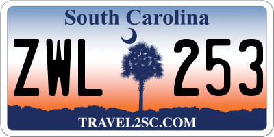 SC license plate ZWL253