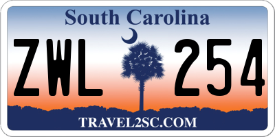 SC license plate ZWL254