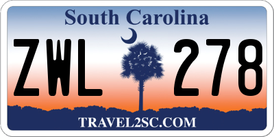 SC license plate ZWL278