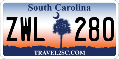 SC license plate ZWL280