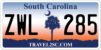 SC license plate ZWL285