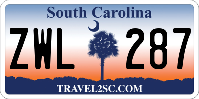 SC license plate ZWL287
